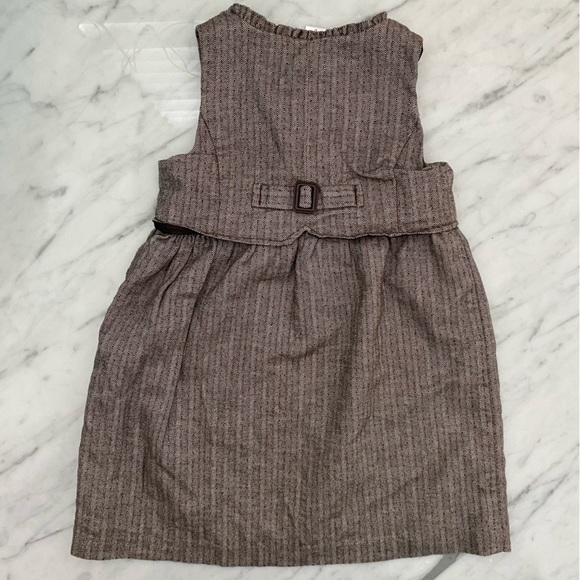Janie and Jack Herringbone Brown Bow Dress Size 3 - Picture 2 of 8